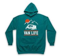 Van Life Camper Van Living Off Grid Adults Hoodie, Jade Green, Medium