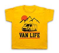 Van Life Camper Van Living Off Grid Kids T-Shirt, Yellow, 5-6 Years