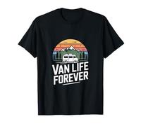 Van Life Forever Camper Van Road Trip Mountains Sunset T-Shirt