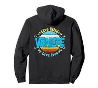 Van life - Live Wild Live Free - Vintage Hippie Camper Van Pullover Hoodie