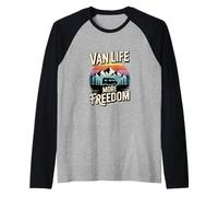 Van Life More Freedom Camper Sunset Road Trip Raglan Baseball Tee