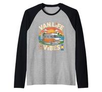 Van Life Vibes Camper Mountain Road Trip Raglan Baseball Tee