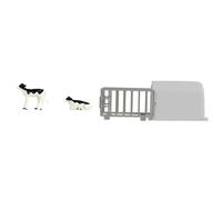 Kids Globe Calve Hut (House) & Pen with 2 Black & White Calves - 1:32 Scale