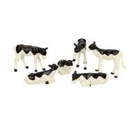 Kids Globe Farming - 6pc CALVES Black + White Standing Lying Farm 1:32 Scale