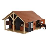 Van Manen Kids Globe Farming 610167 Horse Stable, Wooden, 1:24 Scale with 2 Boxes, Workshop, Movable Roof and Doors.