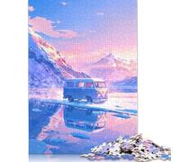Van on Frozen Lake Puzzle 1000 Teile Schwer Puzzle Spielzeug Pädagogisches Spiel Impossible Herausforderung Spielzeug Für Erwachsene Und Kinder Ab 12 Jahren 1000pcs (38x26cm)