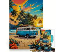Van on The Beach 1000 Piece Jigsaws Creative Skill Toy Tight Lock No Loose Pieces Bonding Activity for Loved Ones (50x75cm)