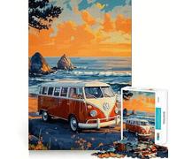 Van on The Beach 1000 Piece Teenager Puzzles Brain Boosting Play Tight Interlock No Gaps Relaxing Indoor Group Activity (38x26cm)