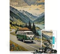 Van on The Beach Jigsaw 1000 Pieces Memory Skill Fun Smooth Edge Perfect Interlock Fun-filled Way to Fill Empty Hours (50x75cm)