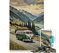 Van on The Beach Jigsaw Puzzle 1000 Mental Recall Game High Accuracy Cutting Craft Interactive Brain Challenge for Home (38x26cm)