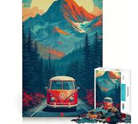 Van on The Beach Jigsaw Puzzles 1000 Piece for Adults Recall Fun Play Firm Fit Secure Assembly Family Fun Night Activity (38x26cm)