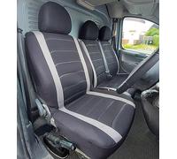 Van Seat Covers, Universal Fit Most Trucks Vans Lorry Front Seat Covers, Single & Double Car Seat Covers for Single Driver and Double Passenger Seat 2+1 seat Covers, 3D Stripe Print, (NewBlack & Grey)