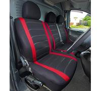 Van Seat Covers, Universal Fit Most Trucks Vans Lorry Front Seat Covers, Single & Double Car Seat Covers for Single Driver and Double Passenger Seat 2+1 seat Covers, 3D Stripe Print, (NewBlack & Red)
