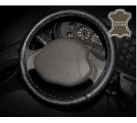 VAN STEERING WHEEL PROTECTIVE COVER BLACK LEATHER 17 " 42 - 44cm