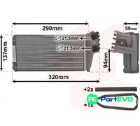 VAN WEZEL INTERIOR HEATING HEAT EXCHANGER 40006227 FOR PEUGEOT