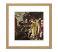 Van Zijl Elisha Mocked By Boys Painting 8X8 Inch Square Wooden Framed Wall Art Print Picture with Mount Artery8 Light Oak One Size