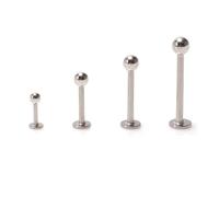 VANANA Threadless Push-In Lip Bars Labret Stud, 3mm Ball Stainless Steel Earring Helix Tragus Piercing Jewelry 16G CZ Tragus Helix Conch Lip Piercing Bars 6mm/8mm/10mm/12mm