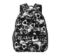 VANANI Black And White Human Skull Leisure Backpack, Light School Backpack, Computer Backpack, Work Backpack, Travel Bag, Unisex.