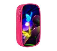 VANANI Blue Purple Flower Butterfly Large Capacity Pencil Case, Multifunctional Pencil Case, Zipper Portable Pencil Case, Student Office Supplies.