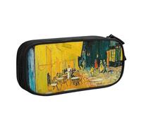 VANANI Cafe Terrace at Night Large Capacity Pencil Case, Multifunctional Pencil Case, Zipper Portable Pencil Case, Student Office Supplies.