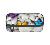 VANANI Colorful Butterflies Stone Large Capacity Pencil Case, Multifunctional Pencil Case, Stationery Storage Supplies for Office and School.