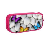 VANANI Colorful Butterflies Stone Large Capacity Pencil Case, Multifunctional Pencil Case, Zipper Portable Pencil Case, Student Office Supplies.