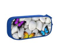 VANANI Colorful Butterflies Stone Large Capacity Pencil Case, Multifunctional Pencil Case, Zipper Portable Pencil Case, Student Office Supplies.