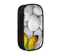 VANANI Colorful Butterflies Stone Large Capacity Pencil Case, Multifunctional Pencil Case, Zipper Portable Pencil Case, Student Office Supplies.