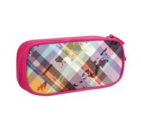 VANANI Coloured Twill Lattice Large Capacity Pencil Case, Multifunctional Pencil Case, Zipper Portable Pencil Case, Student Office Supplies.