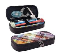 VANANI Coloured Twill Lattice Waterproof Leather Pencil Case, Multifunctional Pencil Case, Pencil Case for Teenagers, with Zipper Suitable for Schools and Offices.