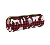 VANANI Cow Deer Tree Christmas Portable Pencil Case, Multifunctional Pencil Case, Pencil Case for Teenagers, with Zipper Suitable for Schools and Offices