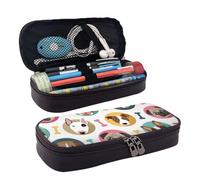 VANANI Dogs Pattern Waterproof Leather Pencil Case, Multifunctional Pencil Case, Pencil Case for Teenagers, with Zipper Suitable for Schools and Offices.