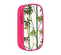VANANI Green Bamboo Print Large Capacity Pencil Case, Multifunctional Pencil Case, Zipper Portable Pencil Case, Student Office Supplies.