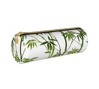 VANANI Green Bamboo Print Portable Pencil Case, Multifunctional Pencil Case, Pencil Case for Teenagers, with Zipper Suitable for Schools and Offices