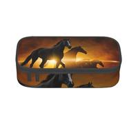 VANANI Horses Red Glowing Clouds Large Capacity Pencil Case, Multifunctional Pencil Case, Stationery Storage Supplies for Office and School.
