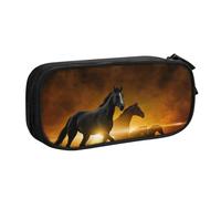 VANANI Horses Red Glowing Clouds Large Capacity Pencil Case, Multifunctional Pencil Case, Zipper Portable Pencil Case, Student Office Supplies.