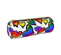 VANANI Rainbow Colored Gay Pride Hearts Portable Pencil Case, Multifunctional Pencil Case, Pencil Case for Teenagers, with Zipper Suitable for Schools and Offices