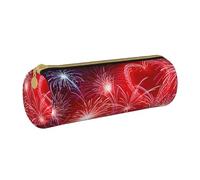 VANANI Red Hearts Fireworks Portable Pencil Case, Multifunctional Pencil Case, Pencil Case for Teenagers, with Zipper Suitable for Schools and Offices