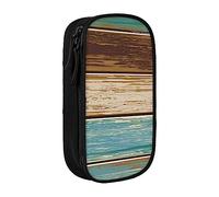 VANANI Rustic Wood Plank Large Capacity Pencil Case, Multifunctional Pencil Case, Zipper Portable Pencil Case, Student Office Supplies.