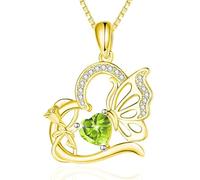VANAODUC Birthstone Heart butterfly Necklace for Women, Infinity Pendant 14K Gold /18K White Gold Womens Necklaces, Jewelry Anniversary Birthday Christmas Gifts for Her Mom Wife , Suitable for most