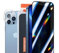 VANAVAGY 2 Pack Privacy Glass Screen Protector for iPhone 13 Pro max, [2 Pack Camera Lens Protector] [Easy Installation] Plating Film with Frame Full Coverage Case for Apple 13 Pro max