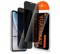 VANAVAGY 2 Pack Privacy Glass Screen Protector for iPhone XR, [Easy Installation] Plating Film with Frame Full Coverage Case for Apple XR