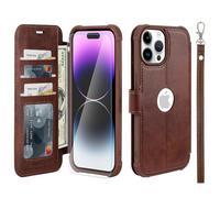 VANAVAGY Compatible for iPhone 14 Pro Max Wallet Case, 12ft Drop Protection, RFID Blocking PU Leather Flip Cover, Card Holder & Kickstand, Shockproof Phone Case for 14 Pro Max-6.7 Inch,Brown