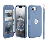 VANAVAGY Compatible for iPhone 16E/17E Wallet Case, 12ft Drop Protection, RFID Blocking PU Leather Flip Cover, Card Holder & Kickstand, Shockproof Phone Case for 16E/17E-6.1 Inch,Blue