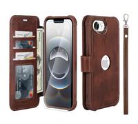 VANAVAGY Compatible for iPhone 16E/17E Wallet Case, 12ft Drop Protection, RFID Blocking PU Leather Flip Cover, Card Holder & Kickstand, Shockproof Phone Case for 16E/17E-6.1 Inch,Brown
