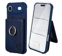 VANAVAGY Compatible for iPhone Air Wallet Case with RFID Blocking Card Holder, [Screen Protector] PU Leather Shockproof Case Magnetic Clasp Ring Kickstand Flip Phone Cover for Women Men,Navy Blue