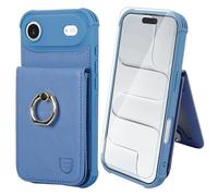 VANAVAGY Compatible for iPhone Air Wallet Case with RFID Blocking Card Holder, [Screen Protector] PU Leather Shockproof Case Magnetic Clasp Ring Kickstand Flip Phone Cover for Women Men,Blue
