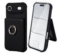 VANAVAGY Compatible for iPhone Air Wallet Case with RFID Blocking Card Holder, [Screen Protector] PU Leather Shockproof Case Magnetic Clasp Ring Kickstand Flip Phone Cover for Women Men,Black