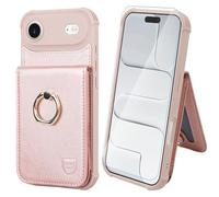 VANAVAGY Compatible for iPhone Air Wallet Case with RFID Blocking Card Holder, [Screen Protector] PU Leather Shockproof Case Magnetic Clasp Ring Kickstand Flip Phone Cover for Women Men,Rosegold