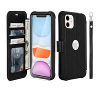 VANAVAGY Compatible iPhone 11 Wallet Case, 12ft Drop Protection, RFID Blocking PU Leather Flip Cover, Card Holder & Kickstand, Shockproof Phone Case for iPhone 11-6.1 Inch, Black